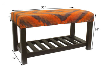 handmade Traditional Shoe Rack Rust Purple Hand-made RECTANGLE Vegetable dyed wool and wood